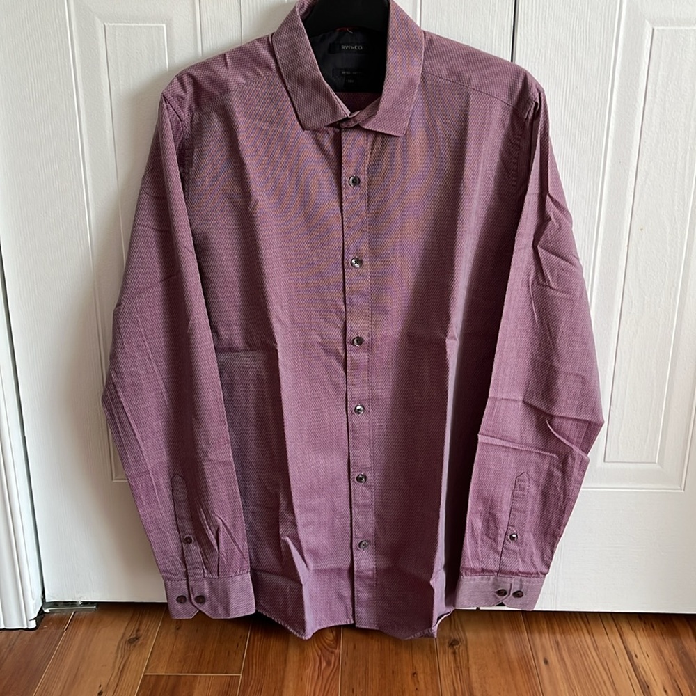 RW&CO. Men's Casual Button Down Shirt in Purple